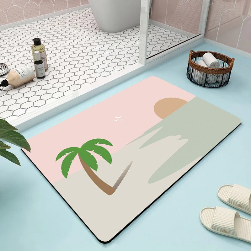 Abstract Floral Bathroom Mat | Kelmera