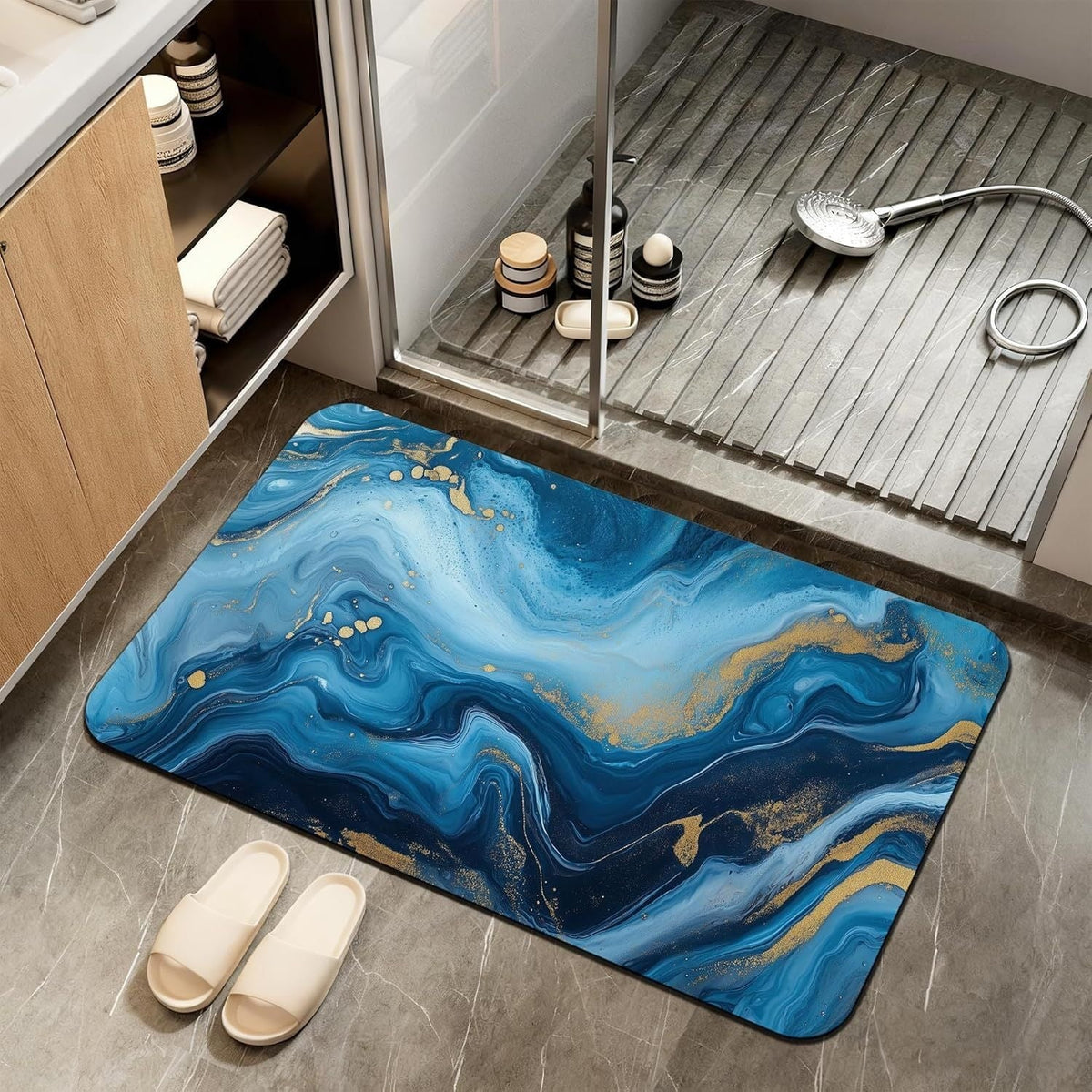 Abstract Marble Design Bath Mat | Kelmera