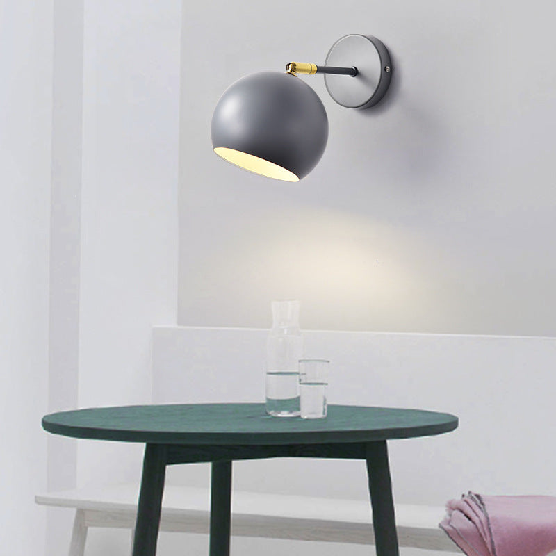 Adjustable Matte Metal Globe Wall Lamp with Brass Pivot Arm | Kelmera