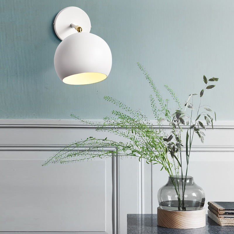 Adjustable Matte Metal Globe Wall Lamp with Brass Pivot Arm | Kelmera