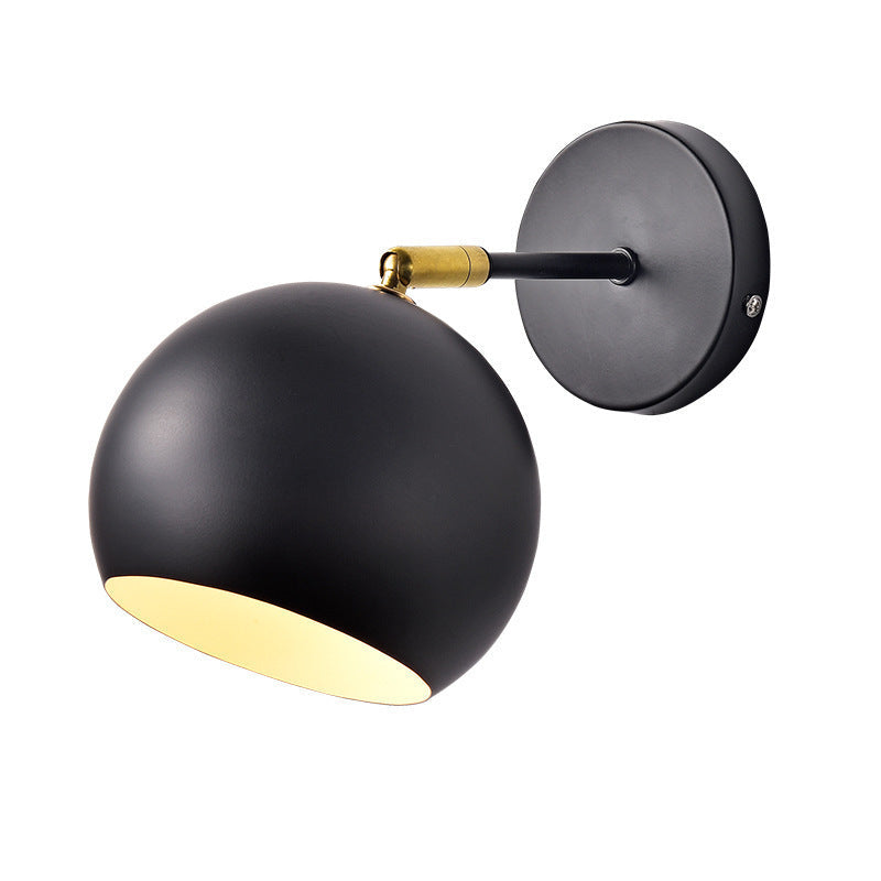 Adjustable Matte Metal Globe Wall Lamp with Brass Pivot Arm | Kelmera