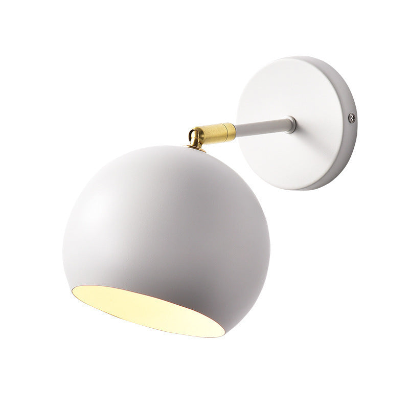 Adjustable Matte Metal Globe Wall Lamp with Brass Pivot Arm | Kelmera