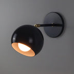 Adjustable Matte Metal Globe Wall Lamp with Brass Pivot Arm | Kelmera