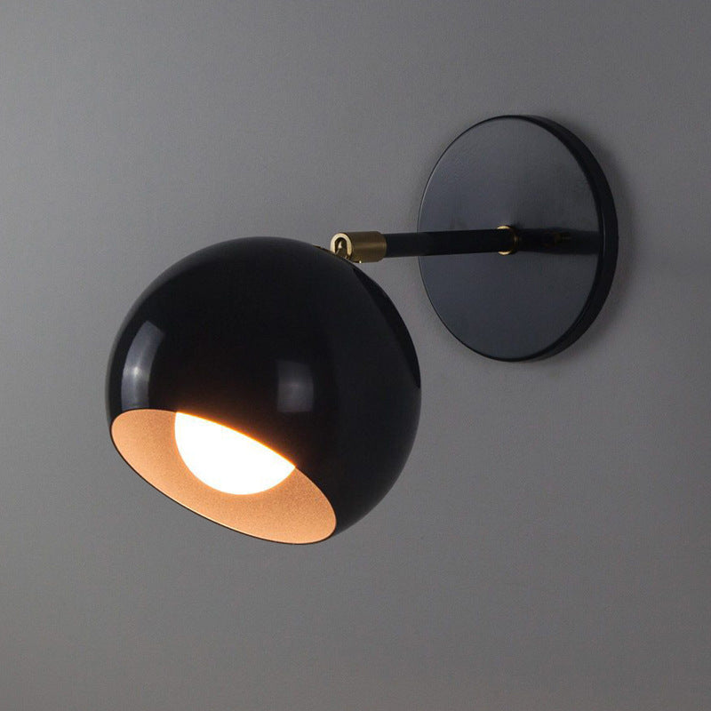 Adjustable Matte Metal Globe Wall Lamp with Brass Pivot Arm | Kelmera