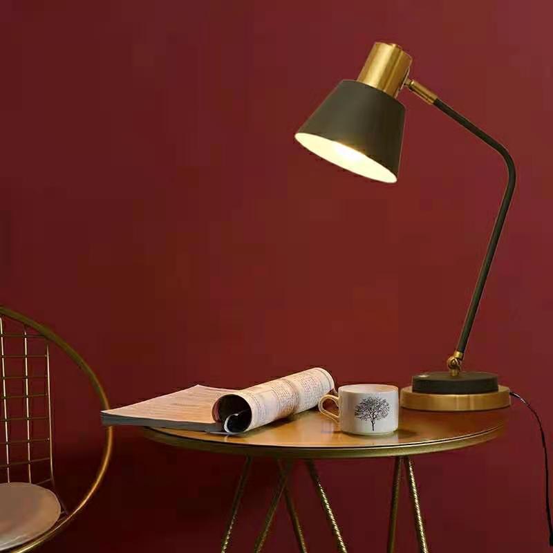Adjustable Metal Desk Lamp with Swivel Arm and Brass Accents | Kelmera