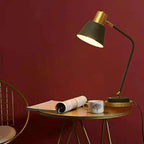 Adjustable Metal Desk Lamp with Swivel Arm and Brass Accents | Kelmera