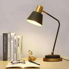 Adjustable Metal Desk Lamp with Swivel Arm and Brass Accents | Kelmera