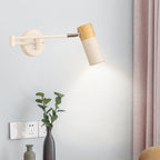 Adjustable Swivel Arm Wall Spotlight with Wood Accent | Kelmera