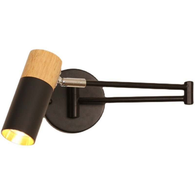 Adjustable Swivel Arm Wall Spotlight with Wood Accent | Kelmera