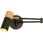 Adjustable Swivel Arm Wall Spotlight with Wood Accent | Kelmera