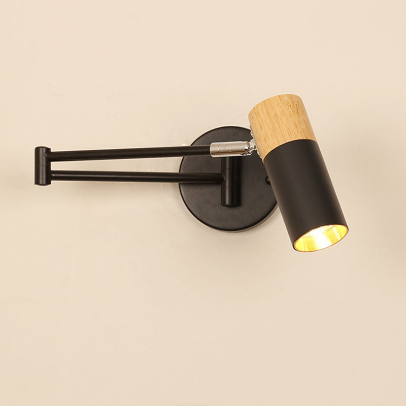 Adjustable Swivel Arm Wall Spotlight with Wood Accent | Kelmera