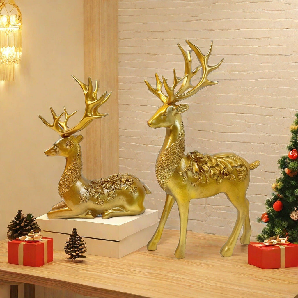 Artful Decorative Figure of a Magnificent Deer with Floral Details | Kelmera