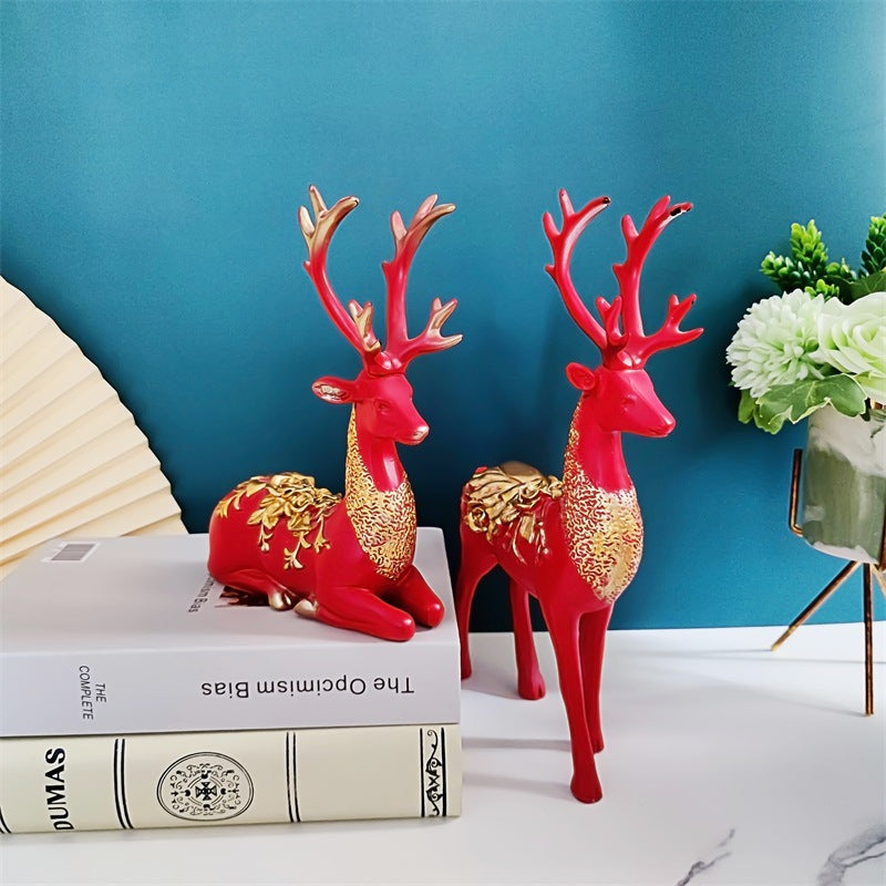 Artful Decorative Figure of a Magnificent Deer with Floral Details | Kelmera