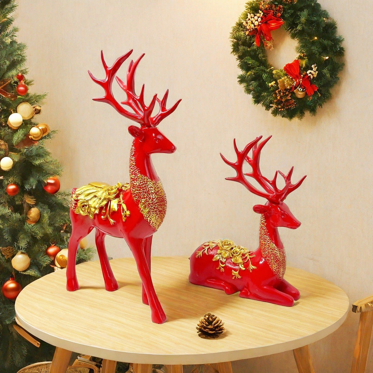 Artful Decorative Figure of a Magnificent Deer with Floral Details | Kelmera