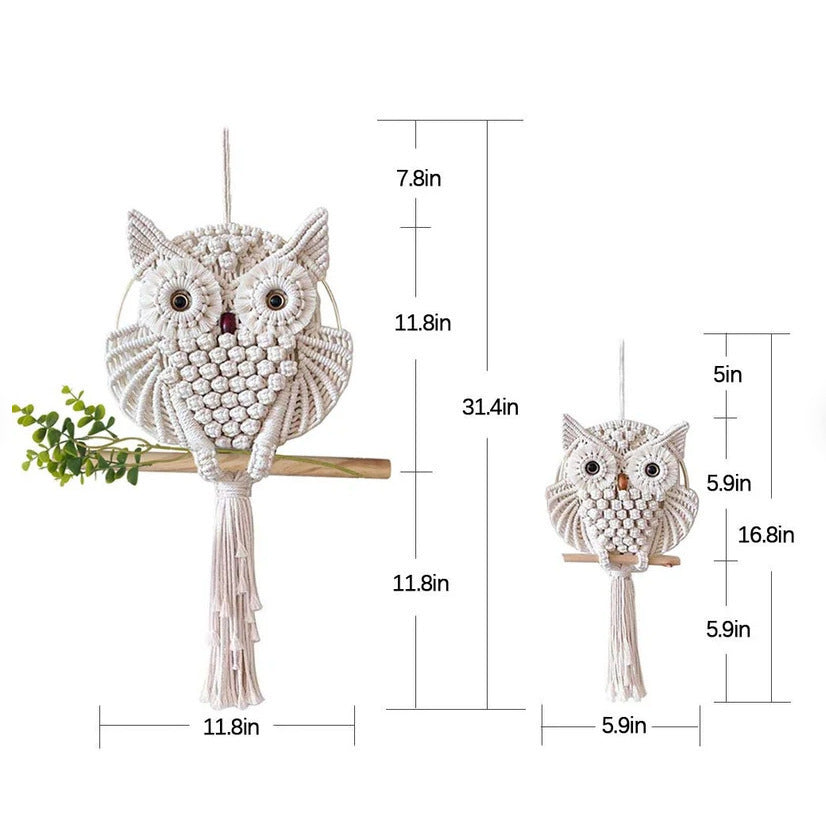 Artful Macrame Wall Hanging in Owl Shape | Kelmera