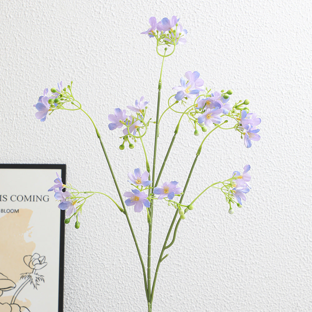 Artificial Flower Branch with Delicate Blue Flowers and Green Berries | Kelmera