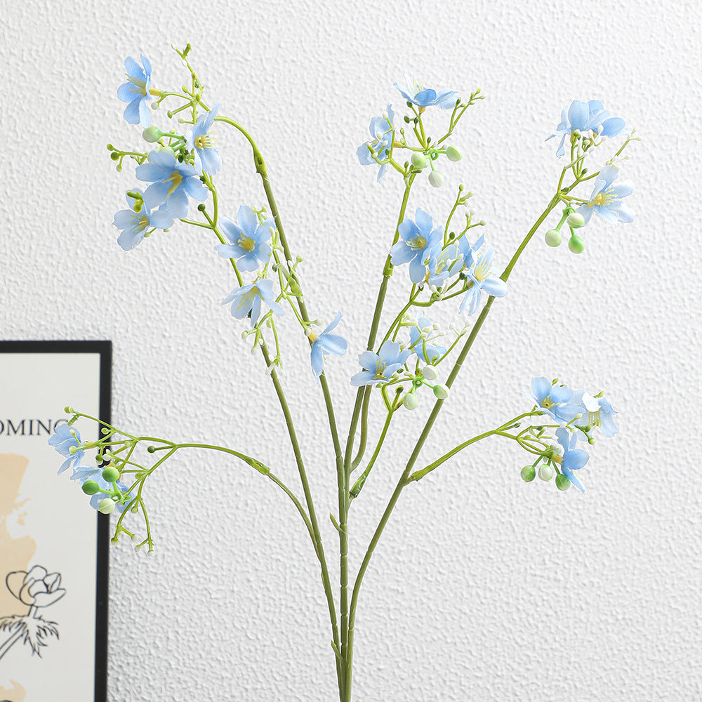Artificial Flower Branch with Delicate Blue Flowers and Green Berries | Kelmera