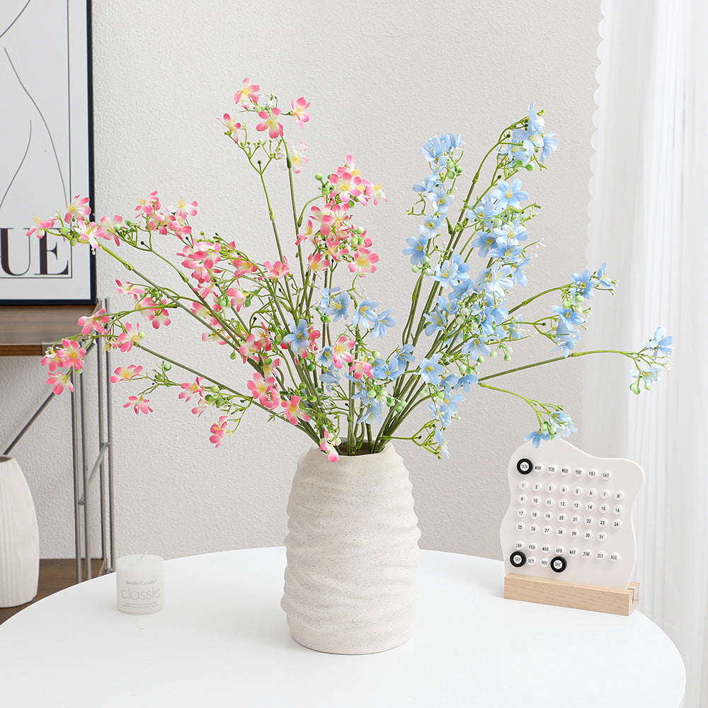 Artificial Flower Branch with Delicate Blue Flowers and Green Berries | Kelmera