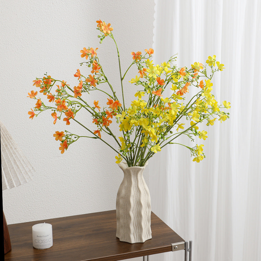 Artificial Flower Branch with Delicate Blue Flowers and Green Berries | Kelmera