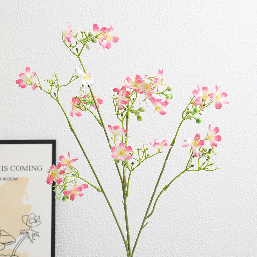 Artificial Flower Branch with Delicate Blue Flowers and Green Berries | Kelmera
