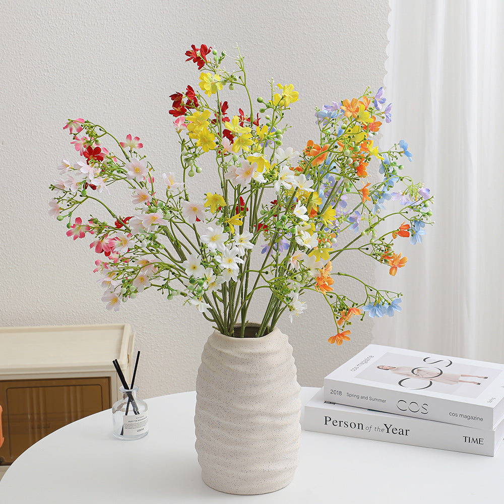 Artificial Flower Branch with Delicate Blue Flowers and Green Berries | Kelmera