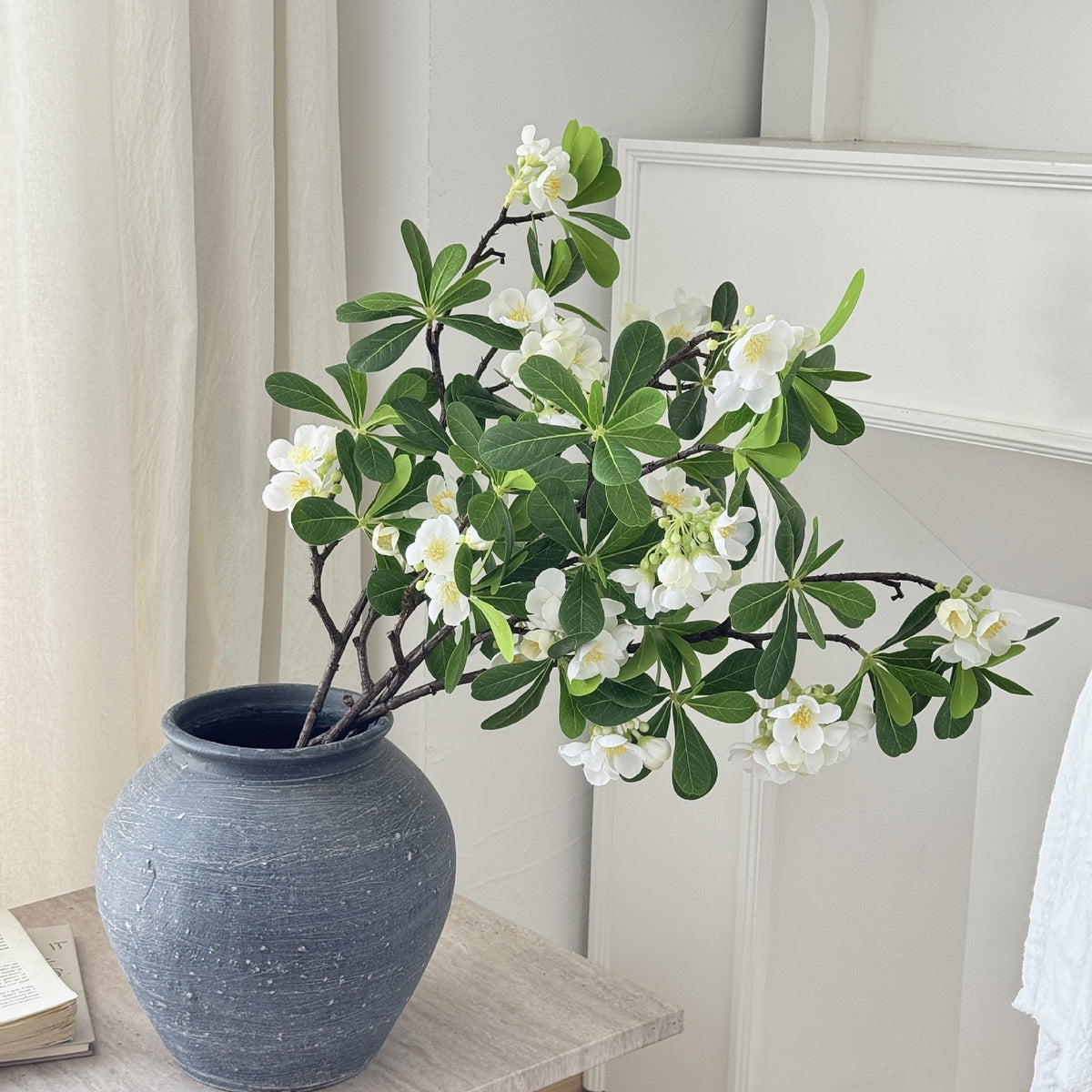 Artificial Flower Branch with Fine Pink Flowers and Vibrant Leaves | Kelmera