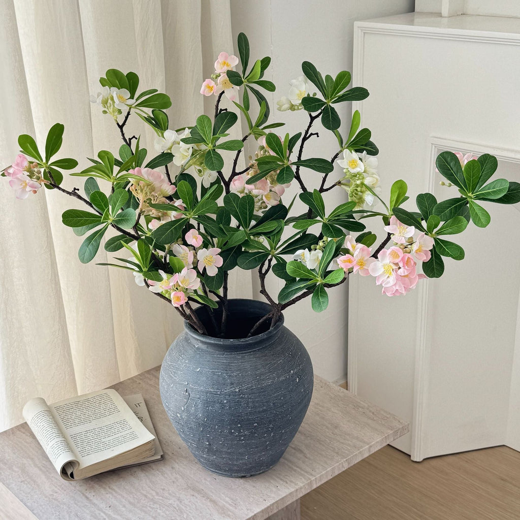 Artificial Flower Branch with Fine Pink Flowers and Vibrant Leaves | Kelmera