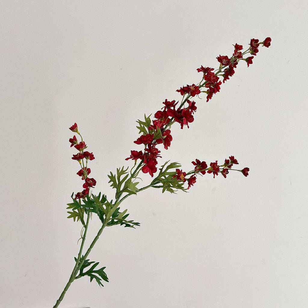 Artificial Flower Branch with Intricately Detailed Red Flowers | Kelmera