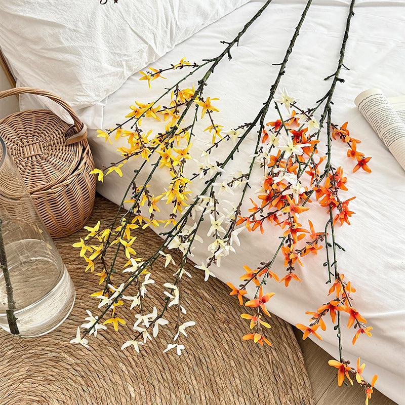 Artificial Flower Branch with Intricately Detailed Yellow Flowers | Kelmera