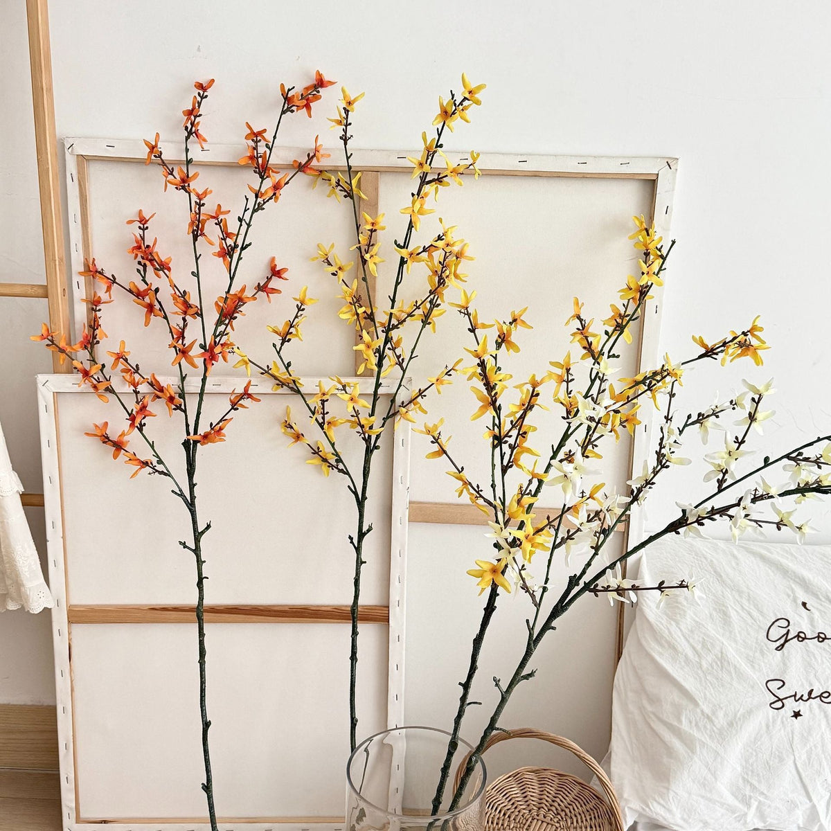 Artificial Flower Branch with Intricately Detailed Yellow Flowers | Kelmera