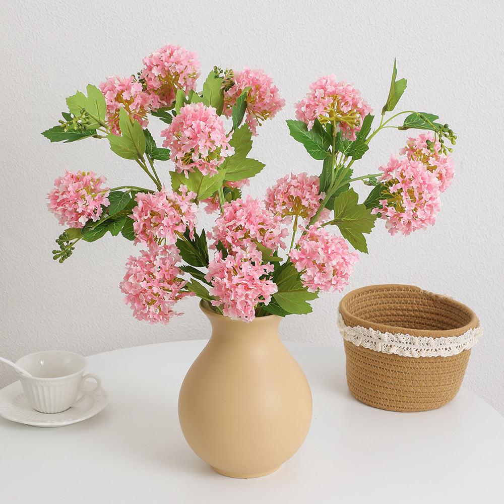 Artificial Hydrangea Branch with Vibrant Flowers and Detailed Leaves | Kelmera