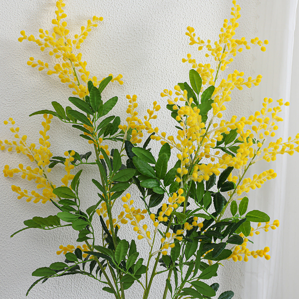 Artificial Mimosa Branch with Detailed Flowers and Leaves | Kelmera