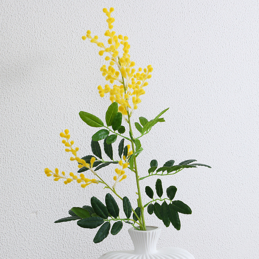 Artificial Mimosa Branch with Detailed Flowers and Leaves | Kelmera