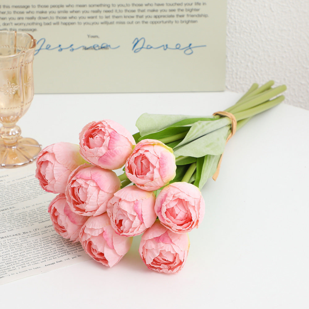 Artificial Peony Bouquet Pink Light Yellow | Kelmera