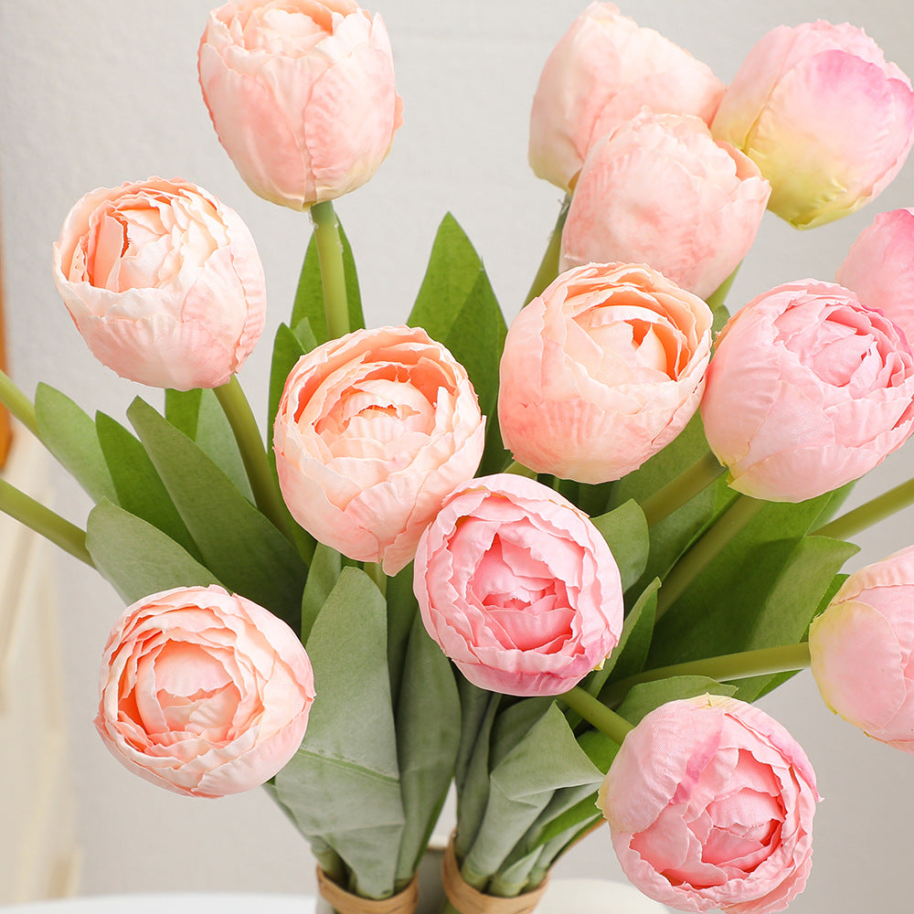 Artificial Peony Bouquet Pink Light Yellow | Kelmera