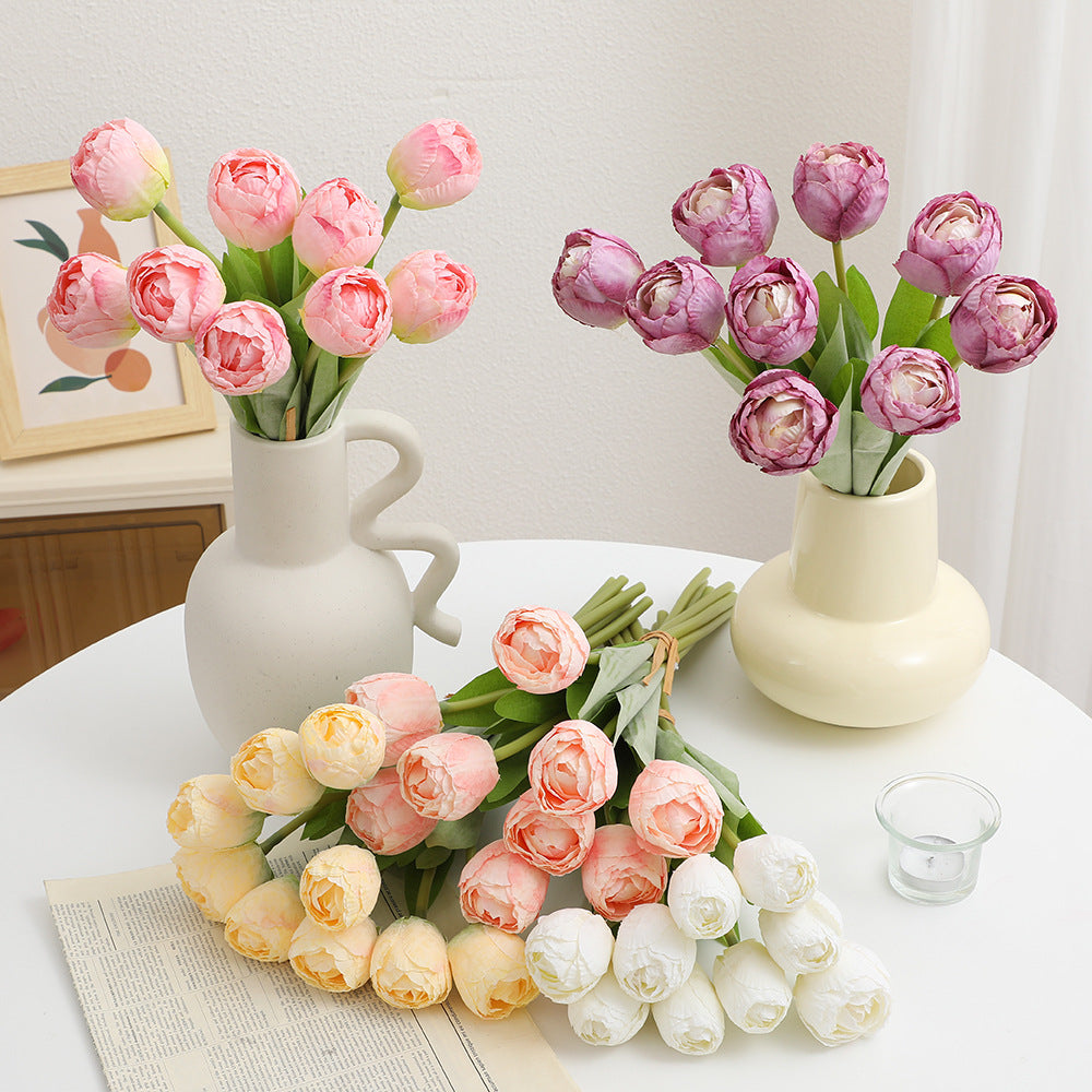 Artificial Peony Bouquet Pink Light Yellow | Kelmera