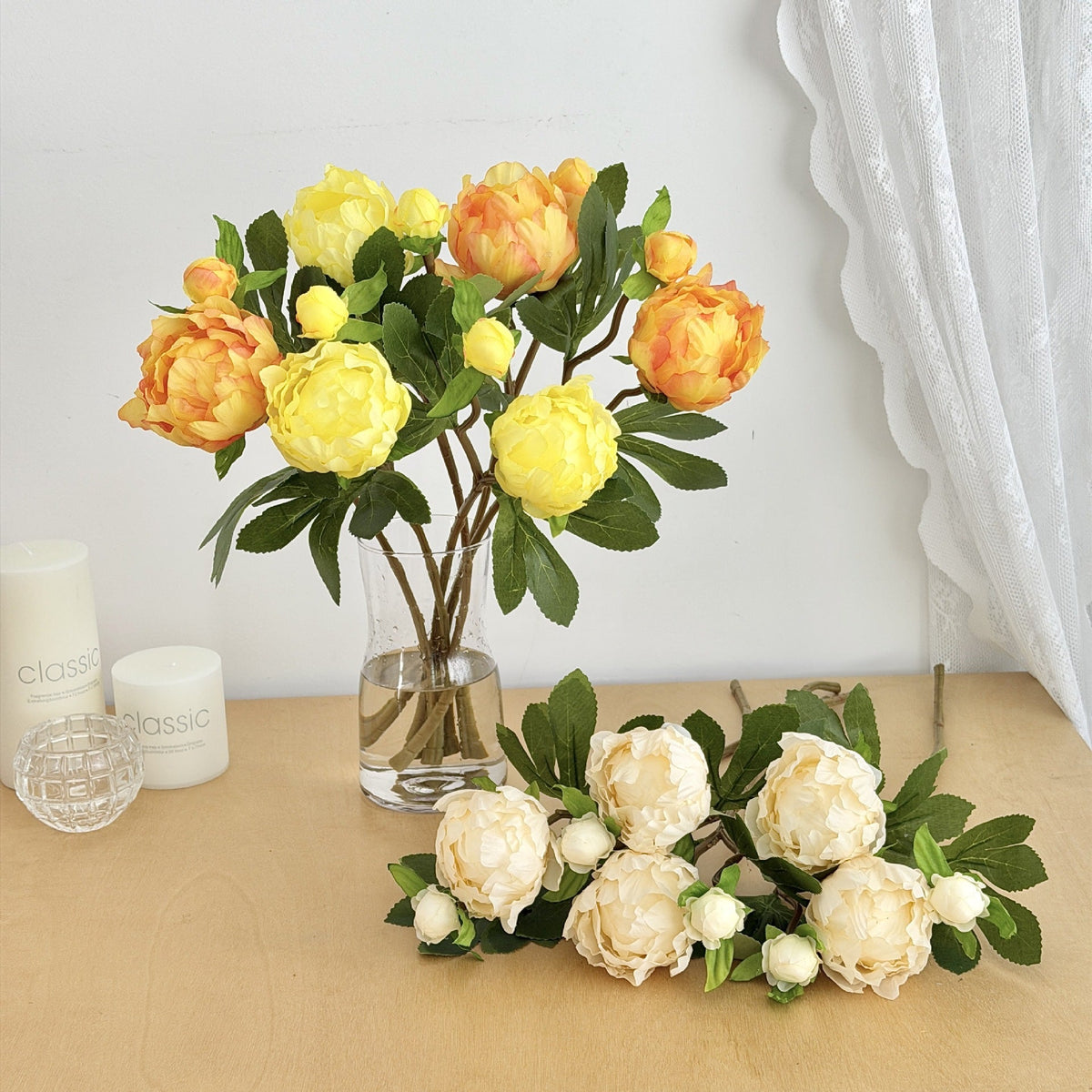Artificial Peony Bouquet with Delicate Flowers and Leaves | Kelmera