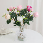 Artificial Peony Stem with Lifelike Flowers and Leaves | Kelmera