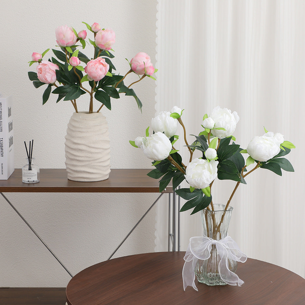 Artificial Peony Stem with Lifelike Flowers and Leaves | Kelmera