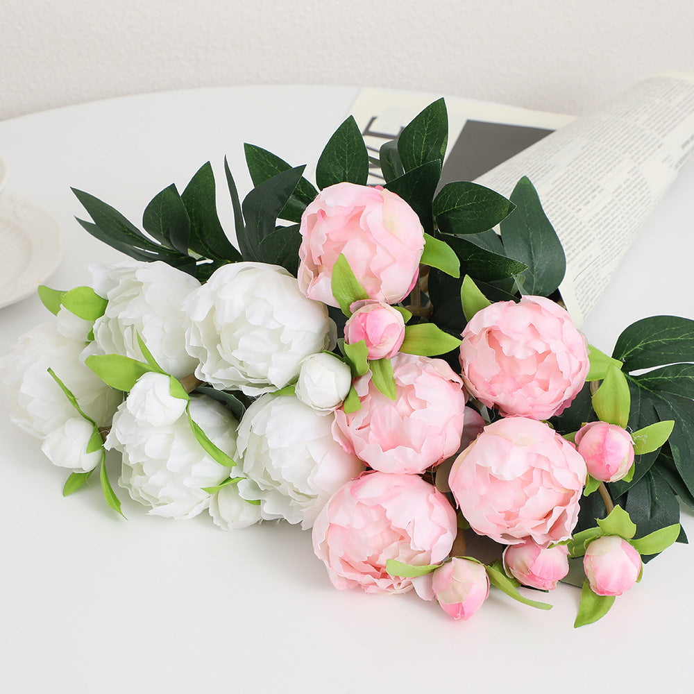 Artificial Peony Stem with Lifelike Flowers and Leaves | Kelmera