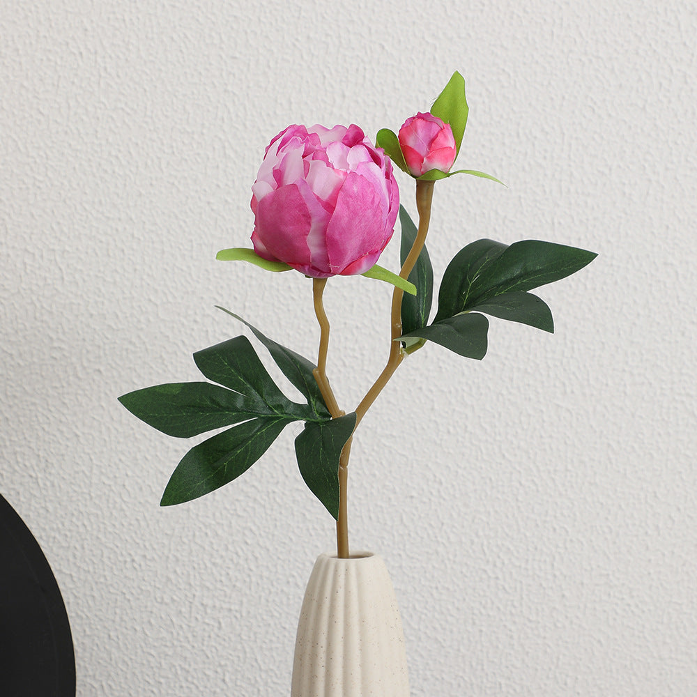Artificial Peony Stem with Lifelike Flowers and Leaves | Kelmera
