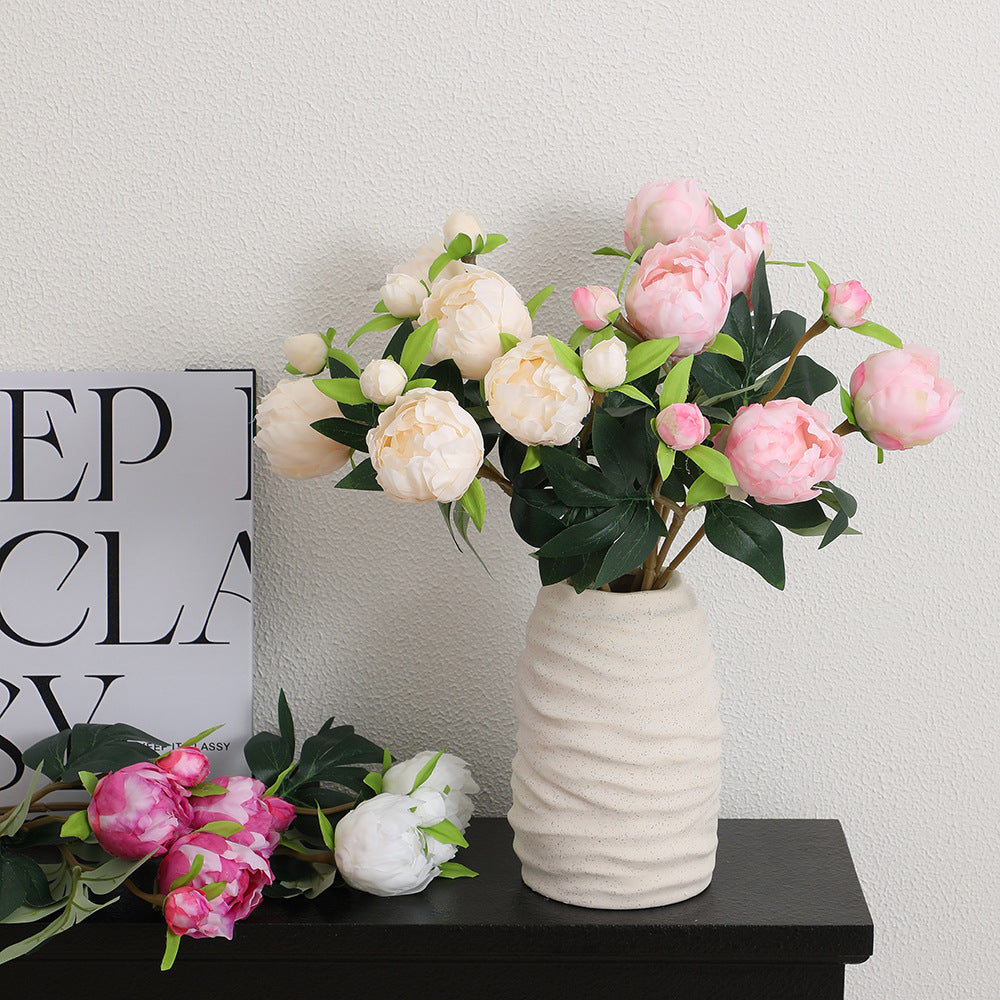 Artificial Peony Stem with Lifelike Flowers and Leaves | Kelmera