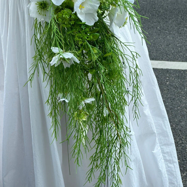 Artificial Plant Grass Green Bellflowers-White | Kelmera