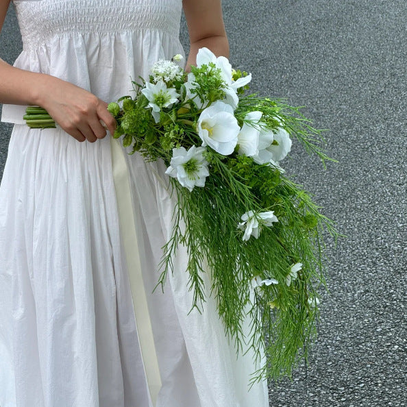 Artificial Plant Grass Green Bellflowers-White | Kelmera