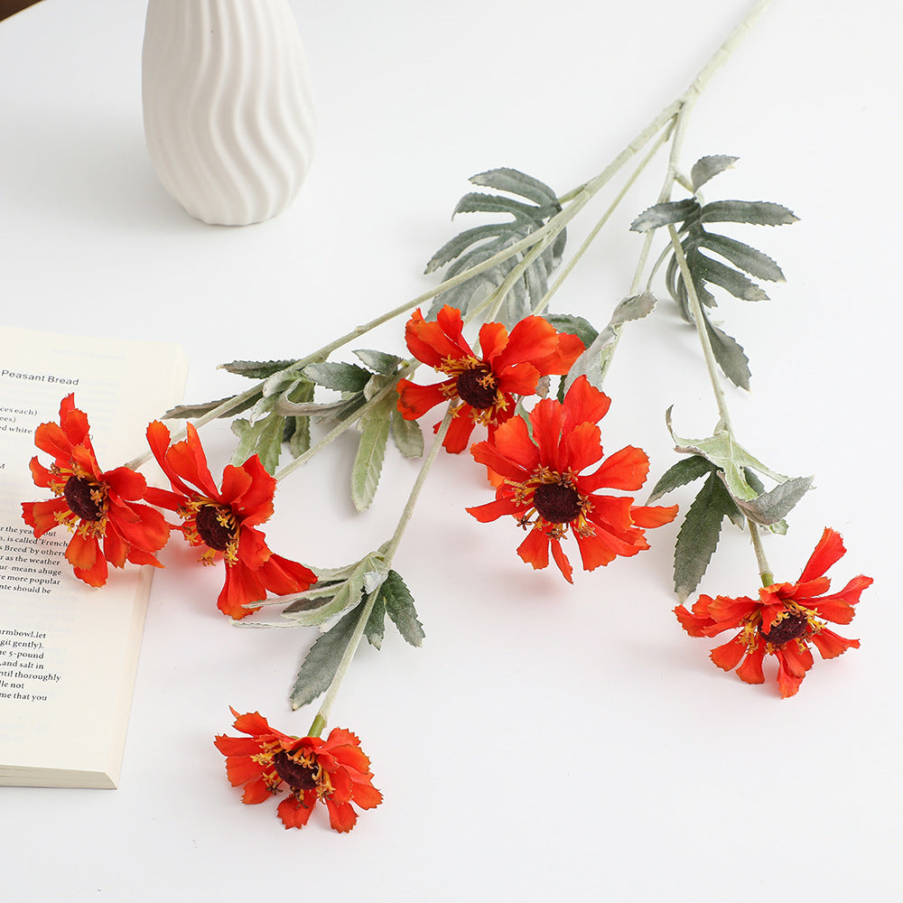 Artificial Poppy Flower Branch with Lifelike Blooms and Detailed Leaves | Kelmera