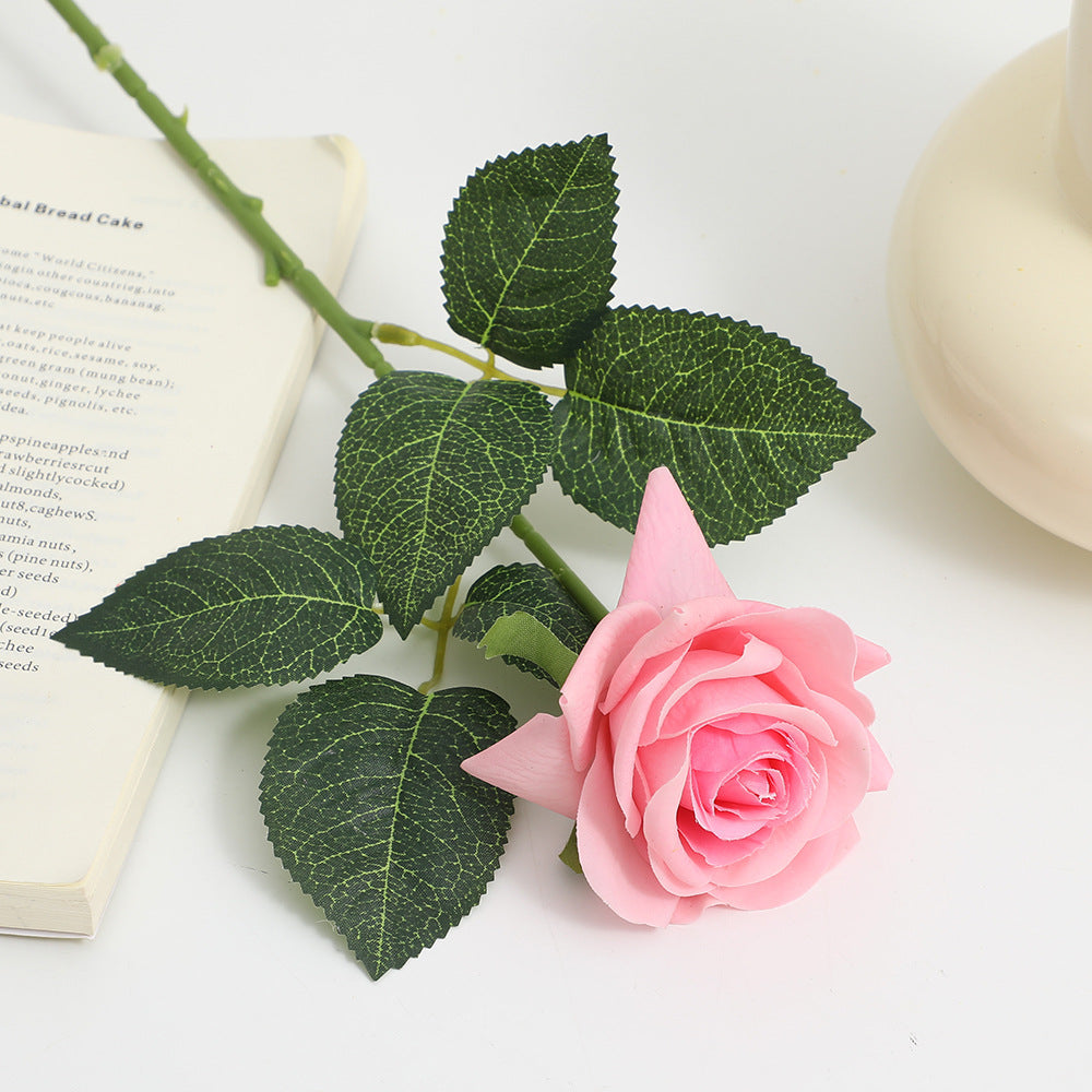 Artificial Silk Rose with Leaves | Kelmera