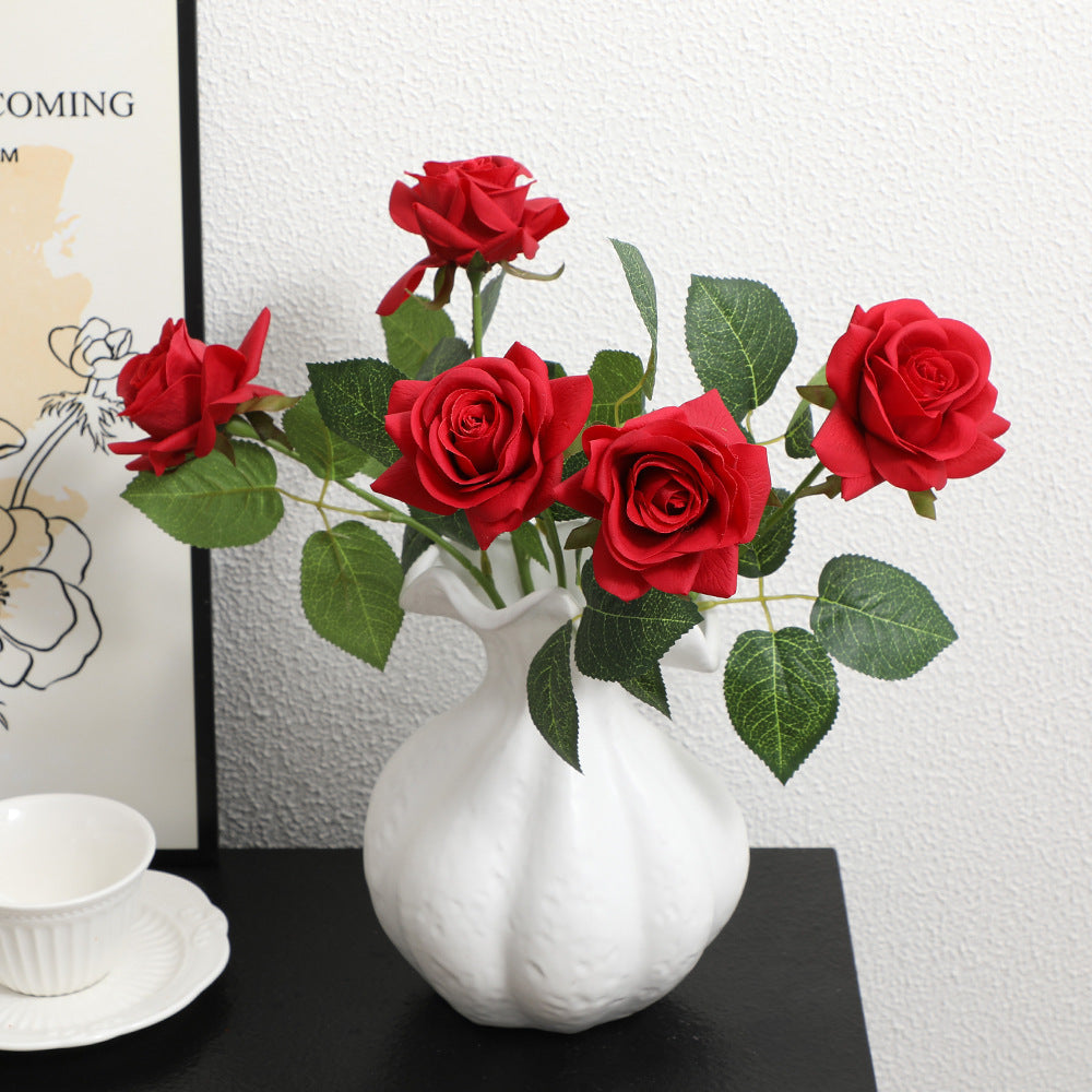 Artificial Silk Rose with Leaves | Kelmera