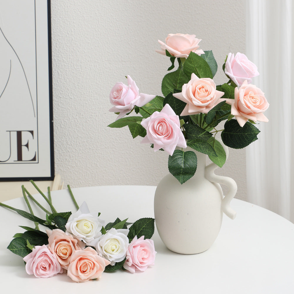 Artificial Silk Rose with Leaves | Kelmera