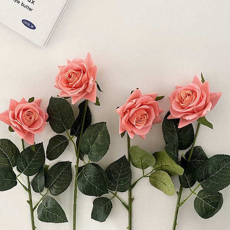 Artificial Silk Rose with Leaves | Kelmera
