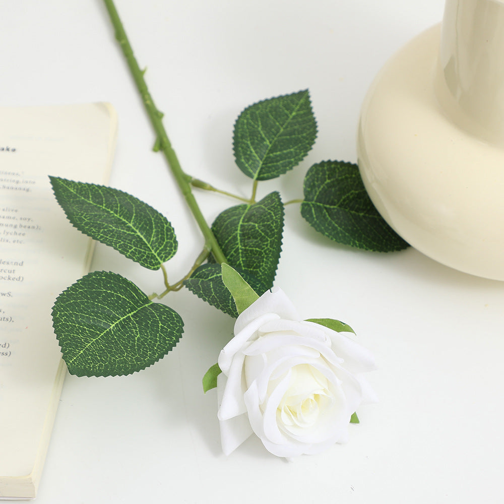 Artificial Silk Rose with Leaves | Kelmera